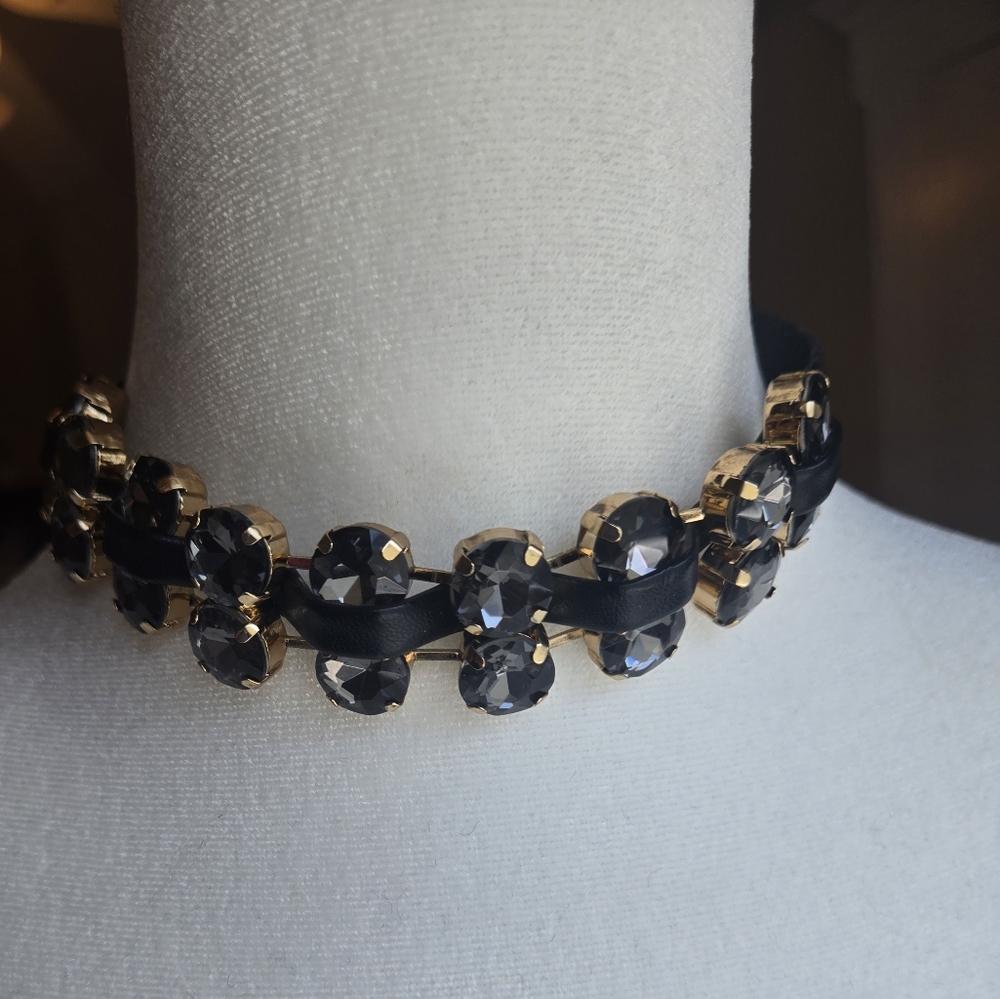 Aqua Black and Gold Double-Strand Choket